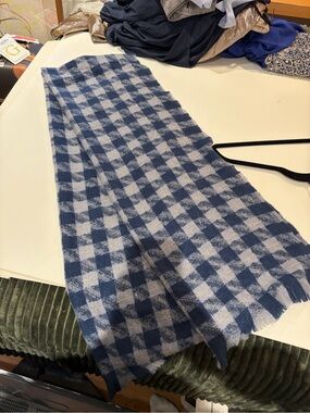Blue Plaid Soft Scarf with Subtle Metallic Thread